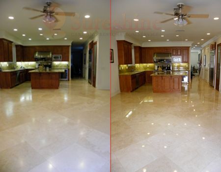 Refinished travertine floor